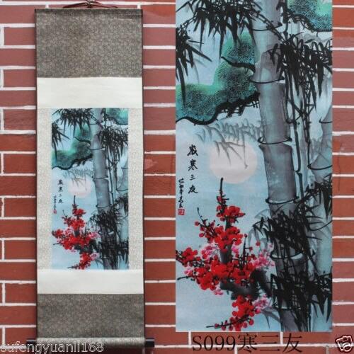 40"Chinese SuZhou Silk Art Bamboo Decoration Scroll Painting Drawing S099 family decorated wall decorations