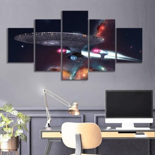 5Pcs Star Trek Outer Space Spaceship Wall Art Canvas Posters Pictures Paintings Home Decor Accessories Living Room Decoration