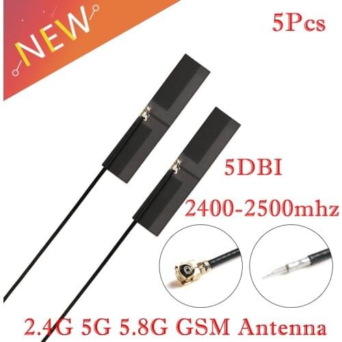 5Pcs 2.4G 5G 5.8G 5dbi Built-in Antenna Wifi Aerial Connector Dual-frequency flexible soft omnidirectional antenna