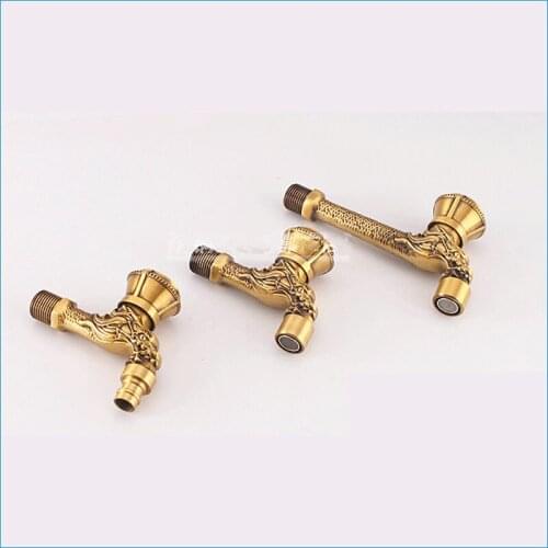 Antique brass bibcock valve,All copper dragon carved Continental mop pool tap,Free Shipping J14676