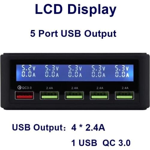 Quick Charge 3.0 Smart USB Type C Charger Station Led Display Fast Charging Phone Tablet USB Charger For iPhone Samsung Adapter