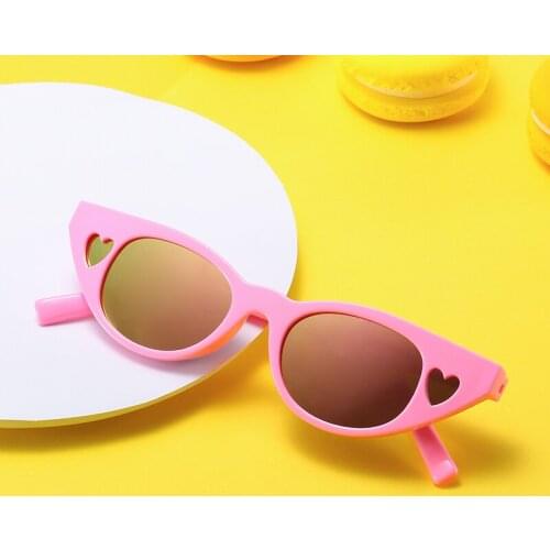 Children Round Cateye Sunglasses Fashion Loveliness Love Decoration Kid Sun Glasses Boy Girl Unisex Retro UV400 Mirror Goggle