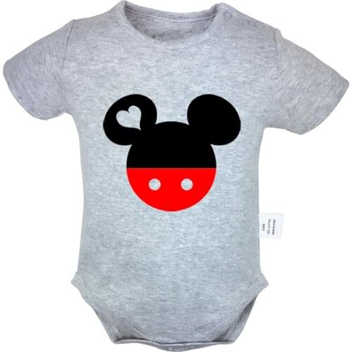 Cute Cartoon Mrs Mr Mouse Head Kiss Head Design Newborn Baby Boys Girls Outfits Jumpsuit Infant Bodysuit Clothes Cotton Sets