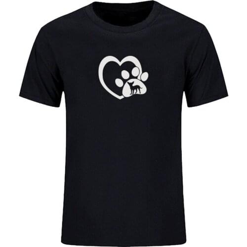 Mens short sleeve printed heart claw fun dog summer short sleeve cotton casual T-shirt