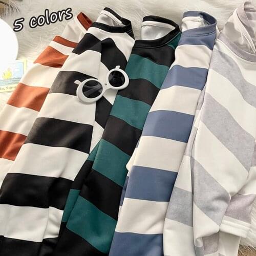 Mens T-shirt Casual New Fashion Striped 2021 Summer Short-sleeved Streetwear Mens Tide Brand Short-sleeved Cotton T-shirt Tees