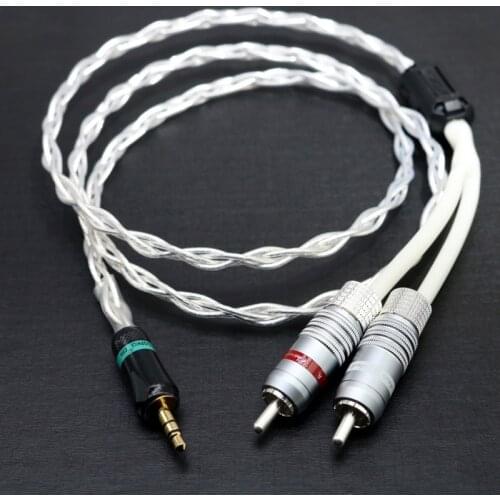 Hi-end 2 RCA to 3.5mm Stereo Plug HIFI OFC Pure Copper Headphone Extension Audio Wire Cord Aux Cable Cables