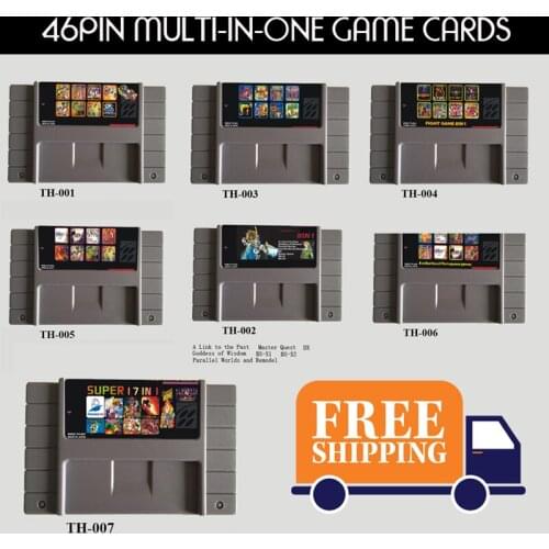High Quality 16 Bit 46 Pins Super Game 8 in 1 /17 in 1 Game Collection NTSC Big Gray Game Card For USA Version Game Player