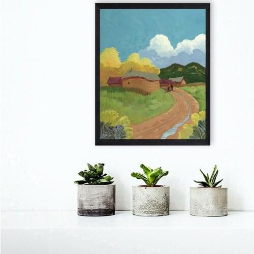 Oil Painting By Numbers "Country Road " Drawing on Canvas HandPainted Art Gift DIY Picture By Number Kits Wall Decor