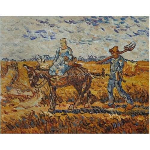 High Quality Vincent Van Gogh Canvas Art Peasant Couple Going to Work Landscape Oil Painting on Canvas Unframed