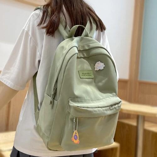 Cool Teenage Girl School Bag Cute Lady Waterproof Nylon Green Backpack Female Kawaii College Bag Student Women Backpack Fashions