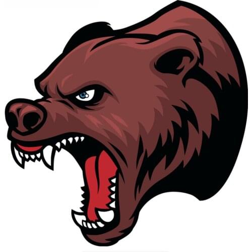 Brown Angry Grizzly Bear Head Car Sticker Creative Colorful Car Stickers Auto Automobile Motorcycles Decals PVC,14cm*14cm
