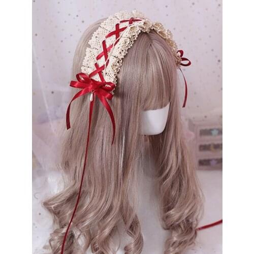 Sweet Lolita Headpiece Lace Lolita Hair KC With Ribbon Bows