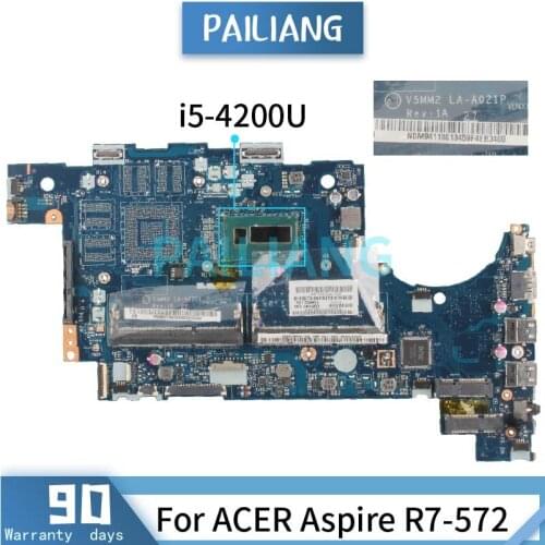 Mainboard For ACER Aspire R7-572 i5-4200U Laptop motherboard LA-A021P SR170 DDR3 Tested OK