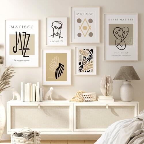 Matisse Abstract Line Face Coral Leaves Gallery Nordic Poster Wall Art Print Canvas Painting Home Decor Pictures For Living Room