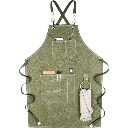 Fashion Korean canvas apron milk tea coffee restaurant bakery dessert cake shop overalls man and woman apron