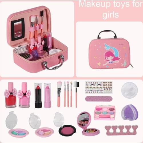Fashion Kids Cosmetics Make Up Set Safe Washable Childrens Makeup Set Box Princess Beauty Pretend Play Toys For Girl Baby Toys