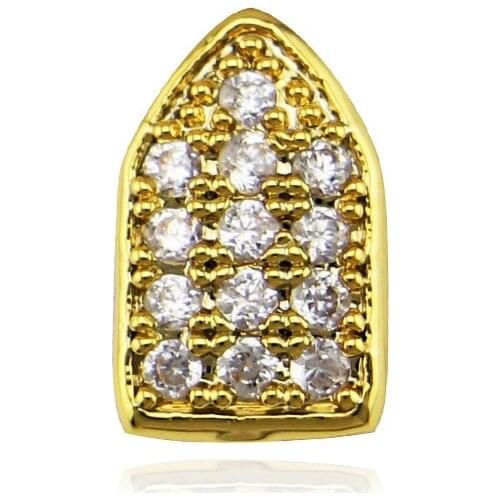 2021 New Hip Hop Gold Teeth Grillz Top Crystal Grills Dental Mouth Punk Teeth Caps Cosplay Party Tooth Rapper Funny Jewelry Gift