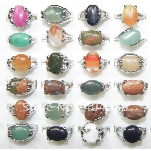 Wholesale 50pcs mixed lot Natural Stone Jewelry Rings,Free Shipping