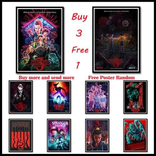 Stranger Things Season 3 White Coated Paper Posters Wall Decor Painting for Living Room Home Decoration Frameless
