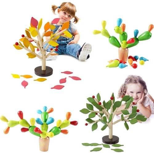 Assembled Tree Wood Green Leaves Building Chopping Block Montessori Wooden Toys Early Educational Toy Children Day Gitfs