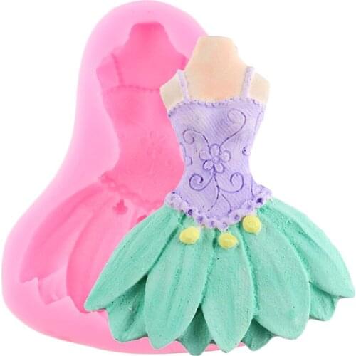 3D Dress Silicone Mold Skirt DIY Wedding Chocolate Fondant Molds Cupcake Topper Cake Decorating Tools Polymer Candy Resin Moulds