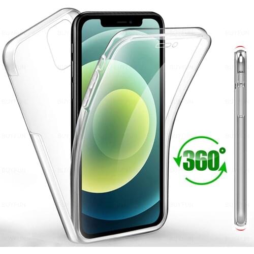 360 Full Clear Silicone Case For Iphone 13 12 11 pro X XR Xs max 6 7 8 plus Se 2020 mini Shockproof Transparent phone Case