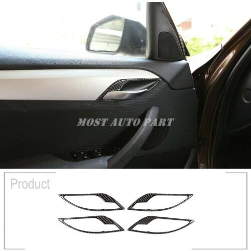 Carbon Fiber Interior Door Handle Cover Trim For BMW X1 E84 2010-2015 4pcs Car Accessories Car Styling Car Decoration Car Trim