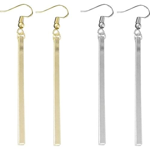 Evening Party Korea Women Fashion Long Bar Drop Dangle Hook Earrings Jewelry Gift