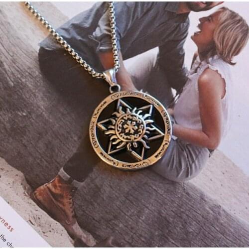 Hip Hop Jewelry Mens Hundred Tide Pendant Multi-explosive Fashion Round Six-man Star Sun Bully Necklace