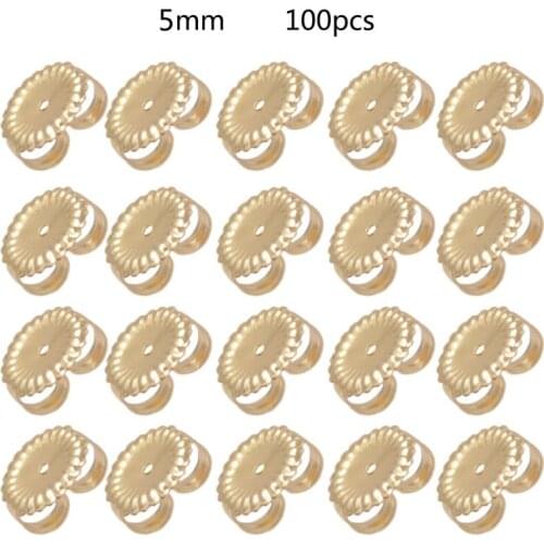100Pcs Gold Earring Backs Replacement Secure Ear Studs Locking Earring Tight Nut