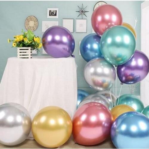 12inch Silver Gold Metallic Latex Balloons Pearly Long Balloons Confetti Wedding Birthday Party Supplies