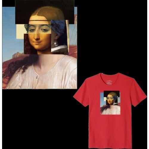 Woman Iron On Transfer Patches For Clothes Stripes Heat Vinyl Transfer Badge Oil Painting Patch Thermal Stickers On Clothes