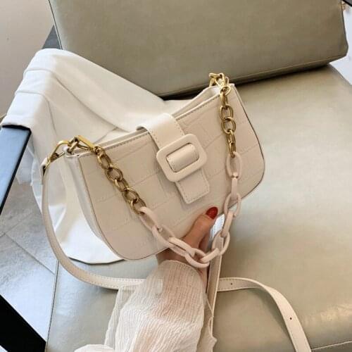 2020 Fashion Sac Baguette Bags for Women Chain Leather Crossbody Bags Simple Shoulder Messenger Bag Ladies Cross Body Bag