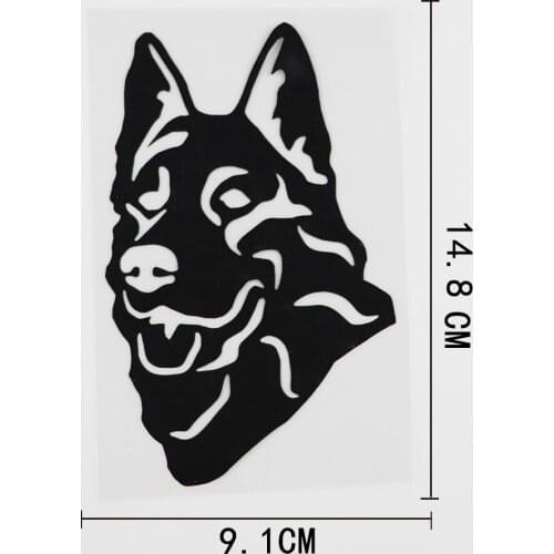 9.1CMX14.8CM Funny German Shepherd Dog Decal Vinyl Car Sticker Black/Silver 8A-0035