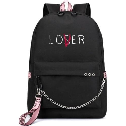 Lover Loser Backpack mochila Large School Bag Teenage Girls Usb Charging boys girls Book Bag School bag Youth Leisure College