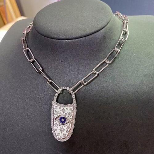 S925 sterling silver summer new evil eye necklace female fashion star-shaped demon eye long sweater chain Valentine day gift