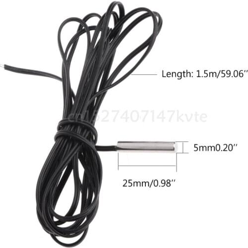 150cm NTC 10K Ohm 1% 3435 Thermistor Temperature Sensor Cylinder Probe 1.5m Wire