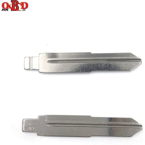HKOBDII 10 pcs/lot Metal Blank Uncut Flip KD Remote Key Blade Type 51# for Chery A5 A3 Tiggo