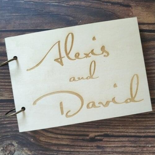 Custom Bride Groom Name Personalized Guest Book Ideas Wood Rustic Guestbook Bridal Shower Wedding Wooden Memory Album Gift