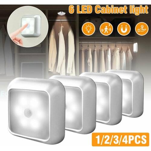 6Leds Infrared PIR Motion Sensor Under Cabinet Light Wireless Detector Wall Lamp Auto on/Off Closet Kitchen Bedroom Lighting