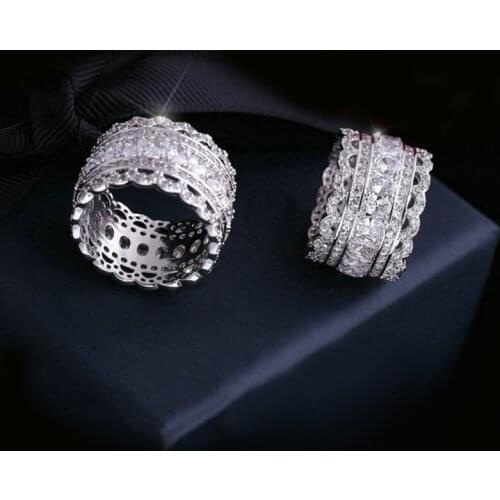 2021 New Korean Fashion Multi-layer Lace Hollow Flower Retro Temperament Lady 925 Silver Ladies Ring Rings for Women