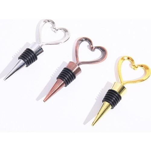 Love Heart Shape Wine Bottle Stopper Zinc Alloy Reusable Plug Keep Wine Fresh For Sweetheart Favors Wedding Gift