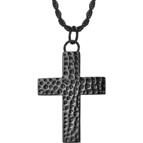 Stainless Steel Punk Rock Black Mens Cross Pendant Necklace Jewelry Gift For Him with Chain
