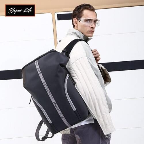 BOPAI LIFE Fashion Backpack Men Casual Anti-Theft Student Large Schoolbags New Simple Black Bag For Teenager Travelling Packs