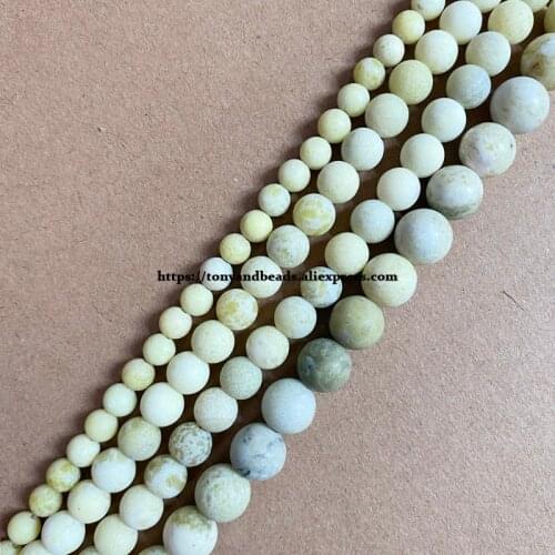 Natural Stone Matte Lemon Jasper Round Loose Beads 15" Strand 4 6 8 10 12MM Pick Size For Jewelry Making DIY