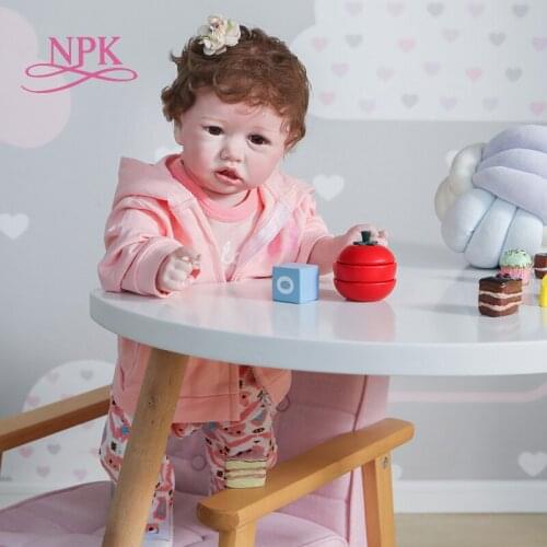 NPK 55CM saskia lifelike full body soft silicone orsoft cloth body hand detailed paiting hand rooted hair