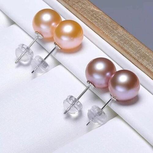 Charming 10-11mm south sea round gold pink pearl earring 18k