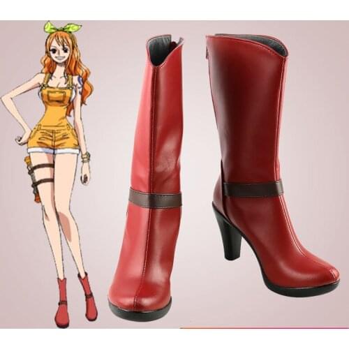 ONE PIECE Nami Red Characters Anime Costume Prop Cosplay Shoes Boots Halloween Christmas Party Masquerade Anime Shows