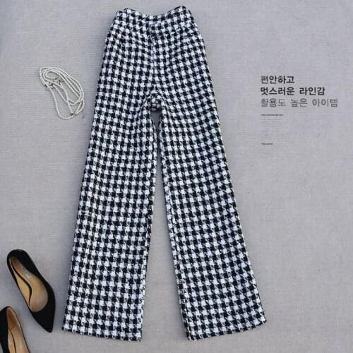 Autumn Winter Elegant Office Lady Loose Wide Leg Pants Fashion Woolen Straight Trousers