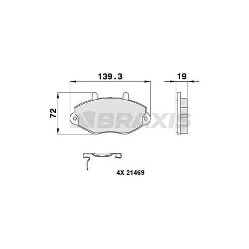 FRONT BRAKE BALATASI FORD TRANSIT T15 9300 1074972 BRAXIS AB0096